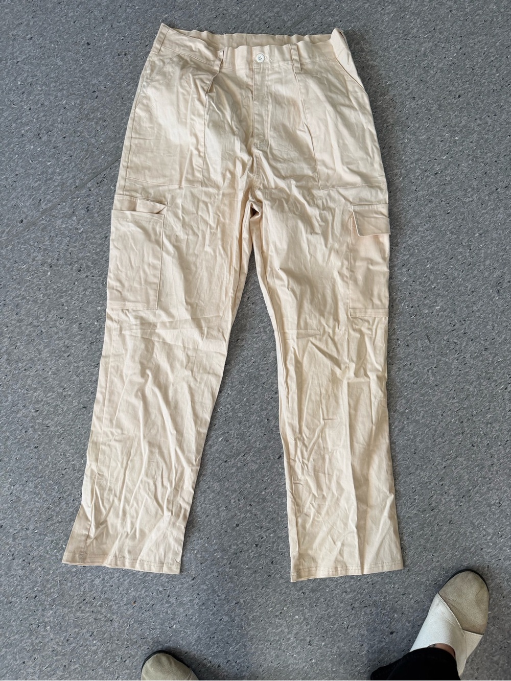 Men's Beige Cargo Pants with Side Pockets